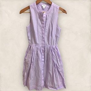 J Crew 00 Linen Blend Lilac Button up dress EUC